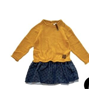 Yellow and Blue Kids Casual Dress by boutique brand Message In A Bottle